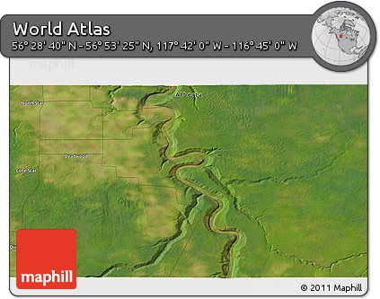 Satellite 3D Map of the Area around 56° 41' 3" N, 117° 13' 29" W
