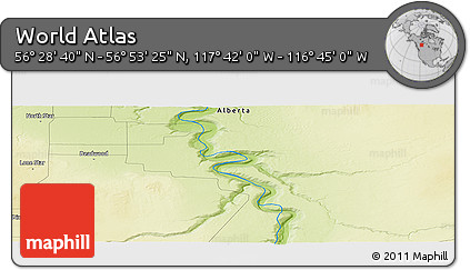 Physical Panoramic Map of the Area around 56° 41' 3" N, 117° 13' 29" W