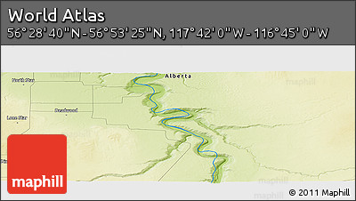 Physical Panoramic Map of the Area around 56° 41' 3" N, 117° 13' 29" W
