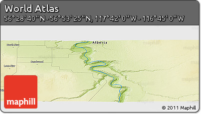 Physical Panoramic Map of the Area around 56° 41' 3" N, 117° 13' 29" W