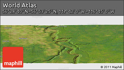 Satellite Panoramic Map of the Area around 56° 41' 3" N, 117° 13' 29" W