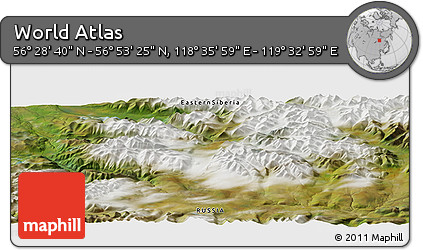 Satellite Panoramic Map of the Area around 56° 41' 3" N, 119° 4' 29" E