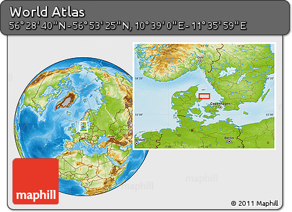 Physical Location Map of the Area around 56° 41' 3" N, 11° 7' 30" E