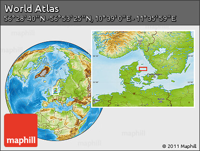 Physical Location Map of the Area around 56° 41' 3" N, 11° 7' 30" E
