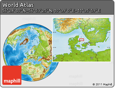 Physical Location Map of the Area around 56° 41' 3" N, 11° 7' 30" E