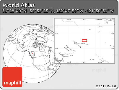 Blank Location Map of the Area around 56° 41' 3" N, 122° 19' 29" W