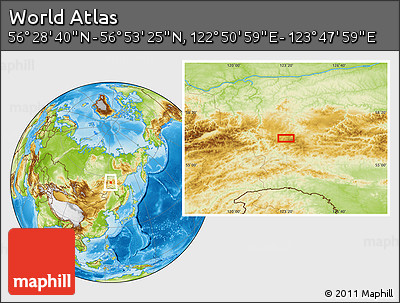 Physical Location Map of the Area around 56° 41' 3" N, 123° 19' 29" E