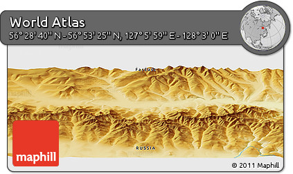 Physical Panoramic Map of the Area around 56° 41' 3" N, 127° 34' 30" E