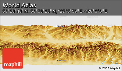 Physical Panoramic Map of the Area around 56° 41' 3" N, 127° 34' 30" E