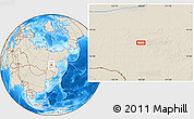 Shaded Relief Location Map of the area around 56° 41' 3" N, 128° 25' 30" E