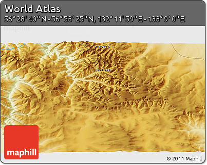 Physical 3D Map of the Area around 56° 41' 3" N, 132° 40' 30" E