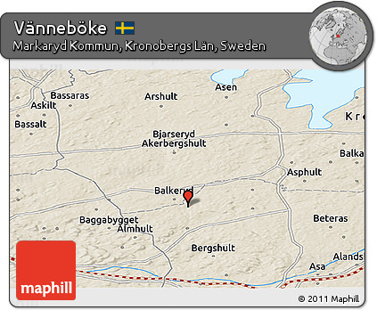 Shaded Relief Panoramic Map of Vänneböke