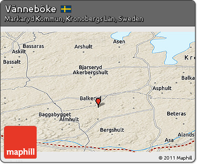 Shaded Relief Panoramic Map of Vänneböke