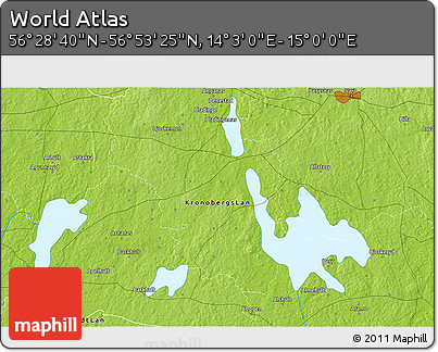 Physical 3D Map of the Area around 56° 41' 3" N, 14° 31' 30" E