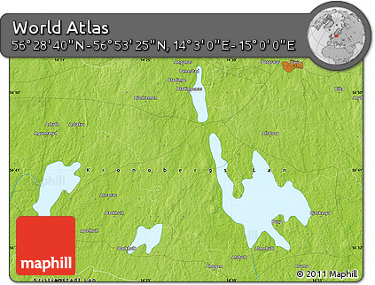 Physical Map of the Area around 56° 41' 3" N, 14° 31' 30" E