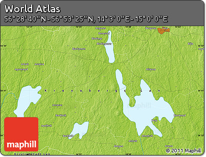 Physical Map of the Area around 56° 41' 3" N, 14° 31' 30" E