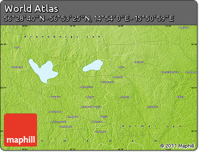Physical Map of the Area around 56° 41' 3" N, 15° 22' 30" E