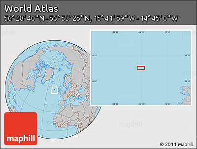 Gray Location Map of the Area around 56° 41' 3" N, 15° 13' 29" W
