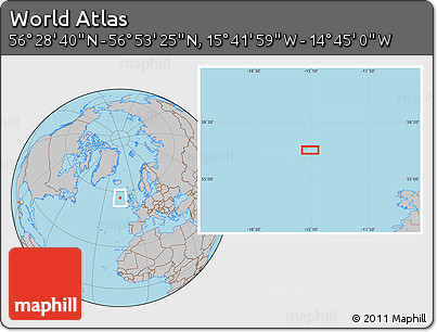 Gray Location Map of the Area around 56° 41' 3" N, 15° 13' 29" W