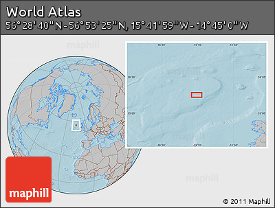 Gray Location Map of the Area around 56° 41' 3" N, 15° 13' 29" W, hill shading