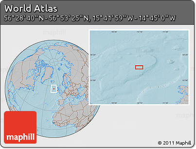 Gray Location Map of the Area around 56° 41' 3" N, 15° 13' 29" W, hill shading