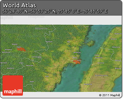 Satellite 3D Map of the Area around 56° 41' 3" N, 16° 13' 30" E