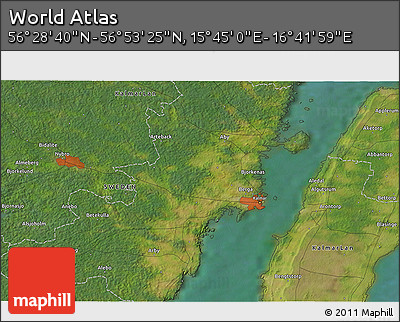 Satellite 3D Map of the Area around 56° 41' 3" N, 16° 13' 30" E