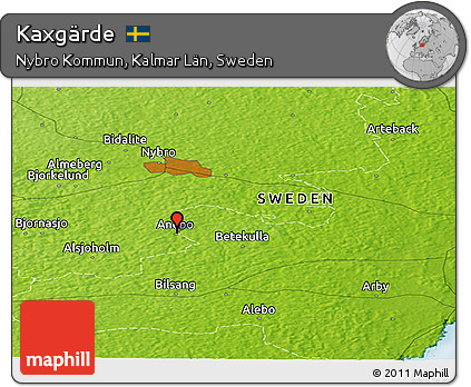 Physical Panoramic Map of Kaxgärde