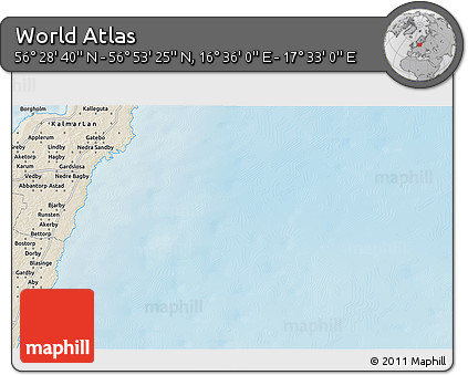 Shaded Relief 3D Map of the Area around 56° 41' 3" N, 17° 4' 30" E