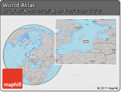 Gray Location Map of the Area around 56° 41' 3" N, 19° 37' 30" E