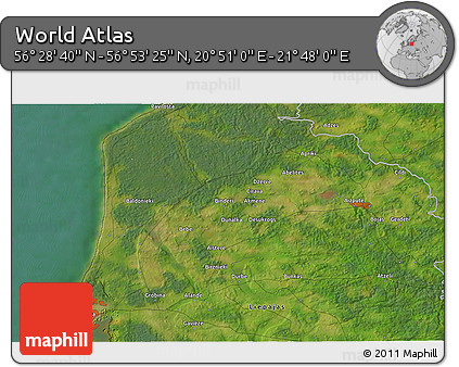 Satellite 3D Map of the Area around 56° 41' 3" N, 21° 19' 30" E