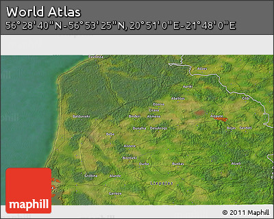 Satellite 3D Map of the Area around 56° 41' 3" N, 21° 19' 30" E
