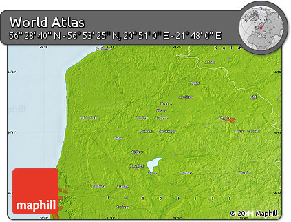 Physical Map of the Area around 56° 41' 3" N, 21° 19' 30" E