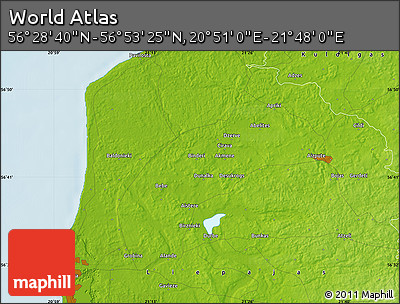 Physical Map of the Area around 56° 41' 3" N, 21° 19' 30" E