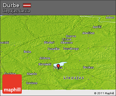 Physical Panoramic Map of Durbe