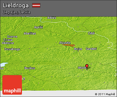 Physical Panoramic Map of Lieldroga