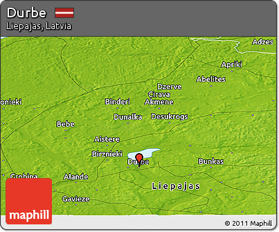 Physical Panoramic Map of Durbe