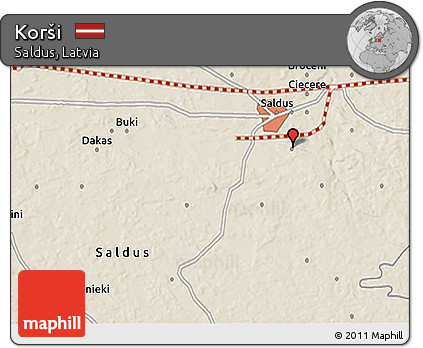 Shaded Relief 3D Map of Korši