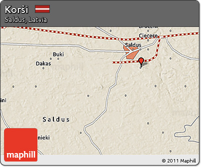 Shaded Relief 3D Map of Korši