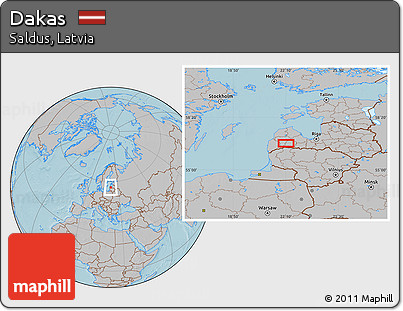 Gray Location Map of Dakas, hill shading