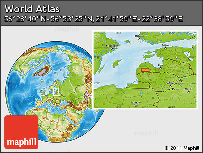 Physical Location Map of the Area around 56° 41' 3" N, 22° 10' 29" E