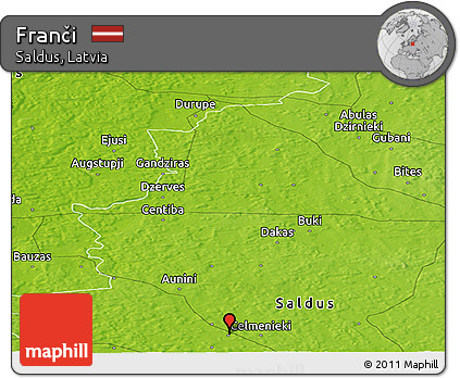 Physical Panoramic Map of Franči