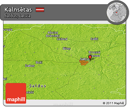 Physical Panoramic Map of Kalnsētas