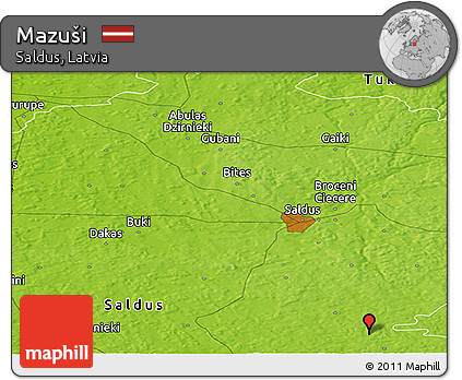 Physical Panoramic Map of Mazuši