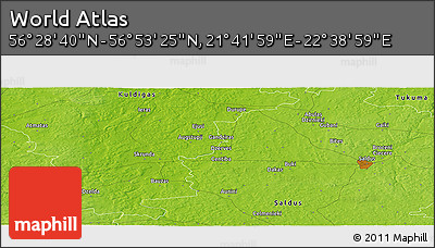 Physical Panoramic Map of the Area around 56° 41' 3" N, 22° 10' 29" E