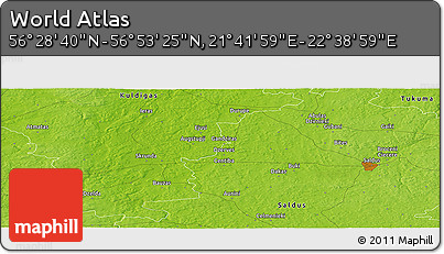 Physical Panoramic Map of the Area around 56° 41' 3" N, 22° 10' 29" E