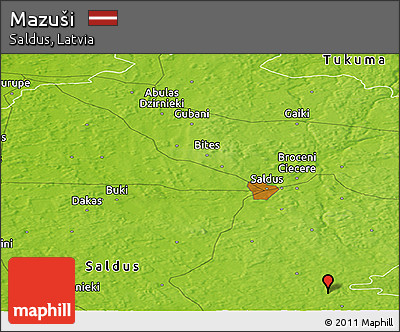 Physical Panoramic Map of Mazuši