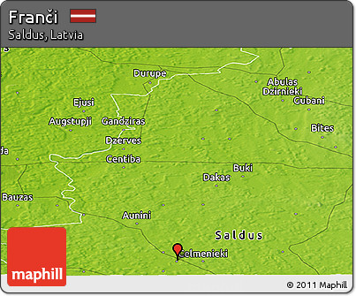 Physical Panoramic Map of Franči