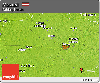Physical Panoramic Map of Mazuši