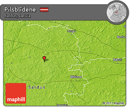 Physical 3D Map of Pilsblīdene